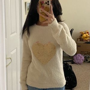 Cozy Sequin Heart Sweater